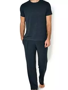 Домашние брюки из тонкого шелковистого трикотажа с эластичным поясом средней ширины на кулиске антрацитового цвета Derek Rose 3558-MARLc001ANT