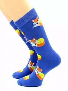 Облегающие носки с принтом "Рыжие лисички" синего цвета Hobby Line RTнус80153-13-03-02