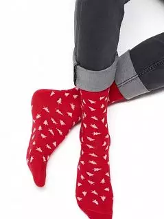Эластичные носки на удобной резнке с тематическим рисунком "маленькие елочки" Omsa JSSTYLE 507 (5 пар) rosso oms