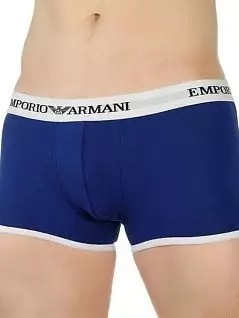 Мужские боксеры на белой резинке темно-синего цвета Emporio Armani RT21671