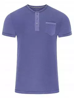 Облегающая футболка из меланжевого трикотажа с планкой на пуговицах и кармашком Jockey 500713H (муж.) Синий B59