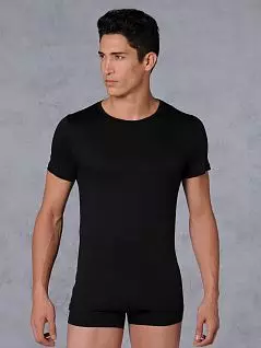  классическая футболка из потрясающе мягкого тонкого и лёгкого модала и шелка черного цвета HOM 03111cK9