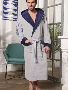 Длинный халат с капюшоном Five Wien FW1610 серый
