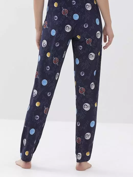 Трикотажные брюки с принтом "планета" синего цвета Mey 17323c388