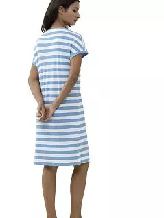 Хлопковая сорочка миди в полоску голубого цвета Mey 11235c268