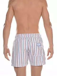 Пляжные шорты с вертикальными цветными полосками и с гульфиком на липучках HOM 07540cM9