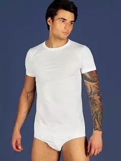 Однотонная мужская футболка белого цвета из хлопка Sis A2002