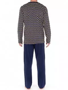 Тонкая мужская трикотажная пижама из высококачественного 100-процентного хлопка тёмно-синего цвета HOM 40c2259cI0RA