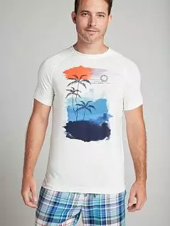 Эластичная футболка из тонкой ткани с принтом белого цвета JOCKEY 500748Hc142