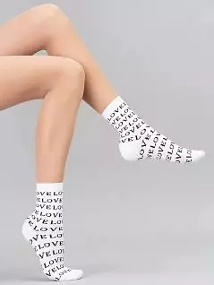 Привлекательные носки с контрастной повторяющейся надписью "Love" Giulia JSWS3 TEXT 004 (5 пар) bianco
