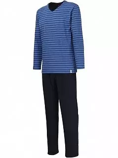 Оригинальная пижама из лонгслива в полоску и штанов синего цвета Tom Tailor RT071101/5607