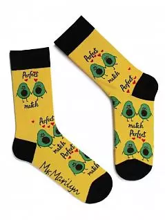 Комфортные носки на мягкой резинке с принтом "авокадо" Marilyn BT-AVOCADO Зеленый + желтый