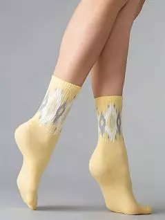 Стильные носки с кеттельным швом и рисунком "ромбы" MiNiMi JSMINI STYLE 4605 (5 пар) giallo / ромб min