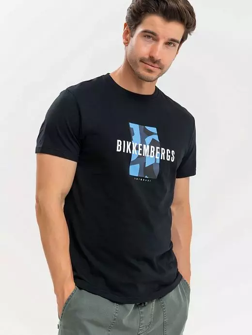 Стильная футболка из мягкого джерси черного цвета Bikkembergs BKK3MTS03cBlack Стильная футболка из мягкого джерси черного цвета Bikkembergs BKK3MTS03cBlack