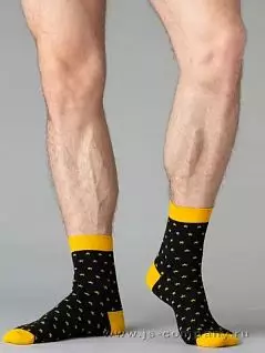 Мужские носки с контрастным дизайном резинки, мыска и пятки OMSA JSFREE STYLE 609 (5 пар) nero / giallo oms