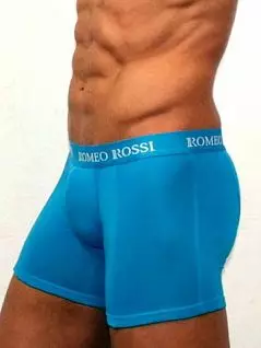 Эластичные мужские трусы боксеры голубого цвета удлиненные Romeo Rossi Long boxers R7001-10