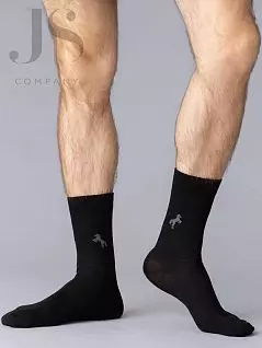 Хлопковые высокие мужские носки с минималистичным рисунком "лошадки" на голени OMSA JSECO 405 (5 пар) nero