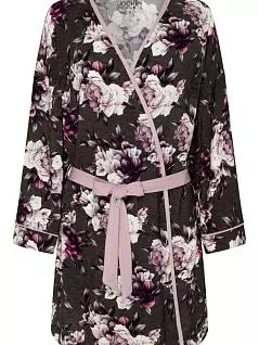 Стильный халат-кимоно с цветочным узором из модала темно-коричневого цвета Jockey 8615232c674