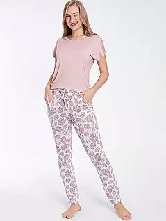 Женская пижама из вискозы и эластана ( футболка и брюки) LTC840-406 CONFEO розовый