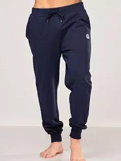 Комфортные штаны из плотного хлопкового трикотажа с эмблемой бренда OPIUM DT145фБрк Синий