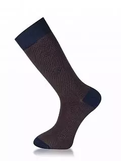 Повседневные носки с аппликацией на боковой части LT26239-1 MUDOMAY синий с коричневым (3 пары)