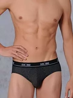 Мягкие мужские трусы в полоску черного цвета HOM ElegantCotton 01756cK9