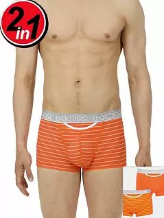 Комплект боксеров (2шт) С горизонтальным гульфиком оранжевый+оранжевая полоска HOM 40c0889cV001