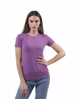 Мягкая футболка из однотонной ткани фиолетового цвета Sergio Dallini RTSDT651-9