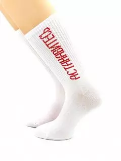 Мужские носки с надписью "Астанавитесь STOP" белого цвета Hobby Line RTнус80159-22-02