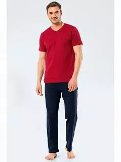 Пижама из футболки с коротким рукавом и брюк Turen LT4137 Turen бордовый с синим