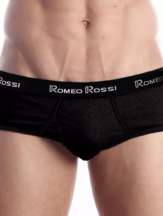 Модные мужские трусы брифы черного цвета ROMEO ROSSI 0-1RR366-102