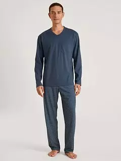 Пижама (лонгслив с V-образным вырезом и прямые брюки) синего цвета CALIDA 43388c445