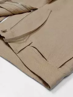 Стильные брюки с ширинкой на потайной молнии из льна песочного цвета BLUEMINT EDANc214