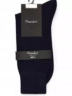 Носки из нежного высококачественного шелка с добавлением шерсти синего цвета President 181c15