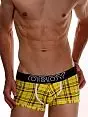 Мужские трусы-хипсы желтый с черной клеткой Oboy Scotland 5285c08