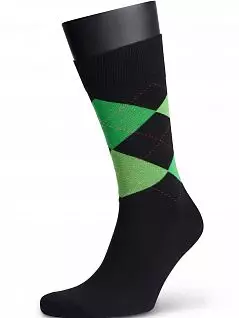 Комплект черных мужских носков (2 шт.) из хлопка с зеленым рисунком Аvani 4М-142 распродажа