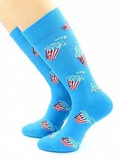 Веселые носки с принтом "Веселый попкорн" голубого цвета Hobby Line 45882