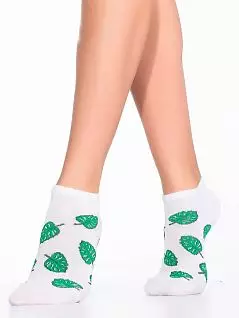 Хлопковые носки с принтом "листья" Giulia JSWS1C 011 (5 пар) bianco
