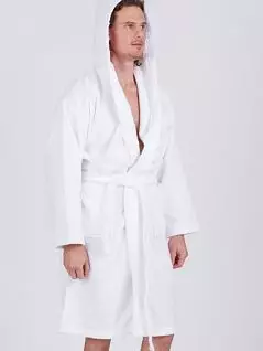Махровый халат с капюшоном и карманами белого цвета Bic Ricami PJ-BR_Uomo bianco