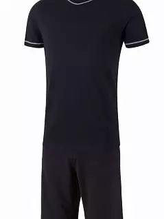 Хлопковая пижама (Футболка слегка приталенная и шорты прямого кроя с регулируемым поясом) IMPETUS EV26502черный