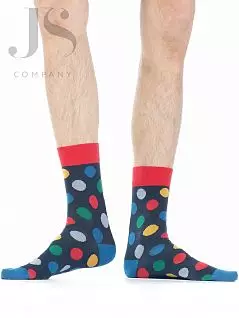 Разноцветные носки декорированы ярким рисунком "разноцветные кружочки" Wola JSW94.N03.488 (5 пар) navy wol
