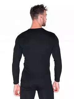 Мужской термокомплект из футболки с длинным рукавом и кальсон из вискозы и полиэстра LTOZ1651-G Oztas черный