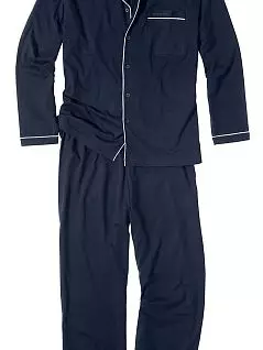 Мужская пижама (рубашка на пуговицах и брюки свободного кроя) темно-синего цвета GÖTZBURG FM-451376-7013