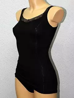 Чёрная женская маечка из мягкого и шелковистого материала в мелкий «рубчик» Doreanse Modal Romantic 9350c01