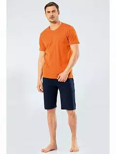Хлопковая пижама из футболки и шорт LT2206 Cacharel оранжевый с синим