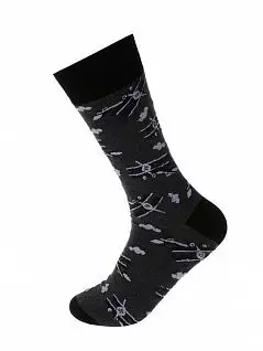 Современные носки с принтом черного цвета JOHN FRANK RTJFLSF19W40