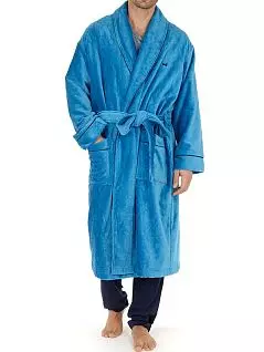 Бархатистый мужской махровый халат сочного бирюзового оттенка HOM 40c1976c00PB распродажа