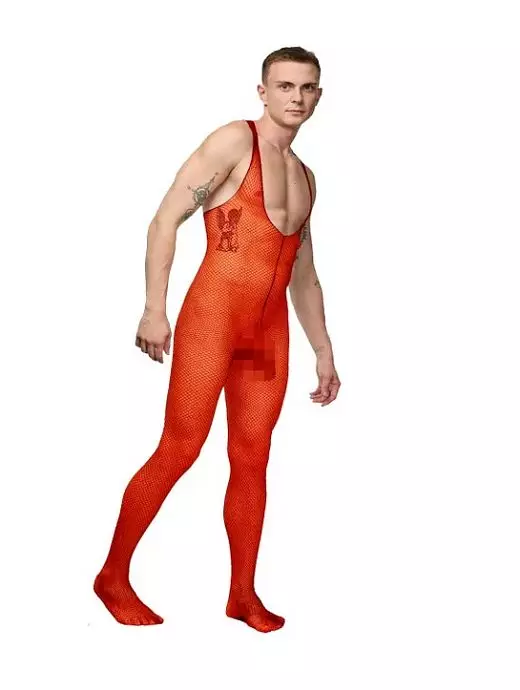 Эротический костюм с глубоким вырезом в сеточку "кэтсьют" красного цвета LaBlinque RTLB15723