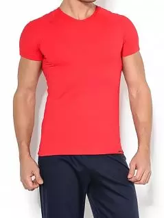 Стильная футболка с вырезом окантованный узкой бейкой красного цвета Olaf Benz 107882c3000