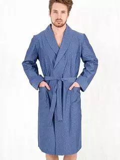 Мужской халат с мелким узором из тонкого хлопка голубого цвета PJ-B&B_Venezia
